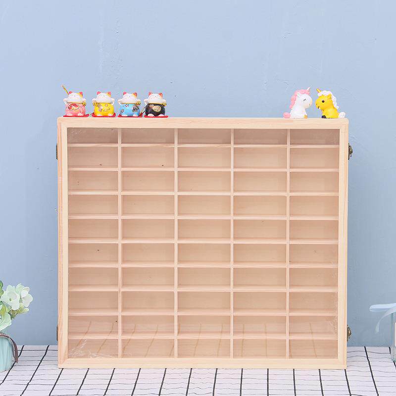 木质收纳壁挂式储物盒带挂钩收纳多空格置物架木质车模展示架