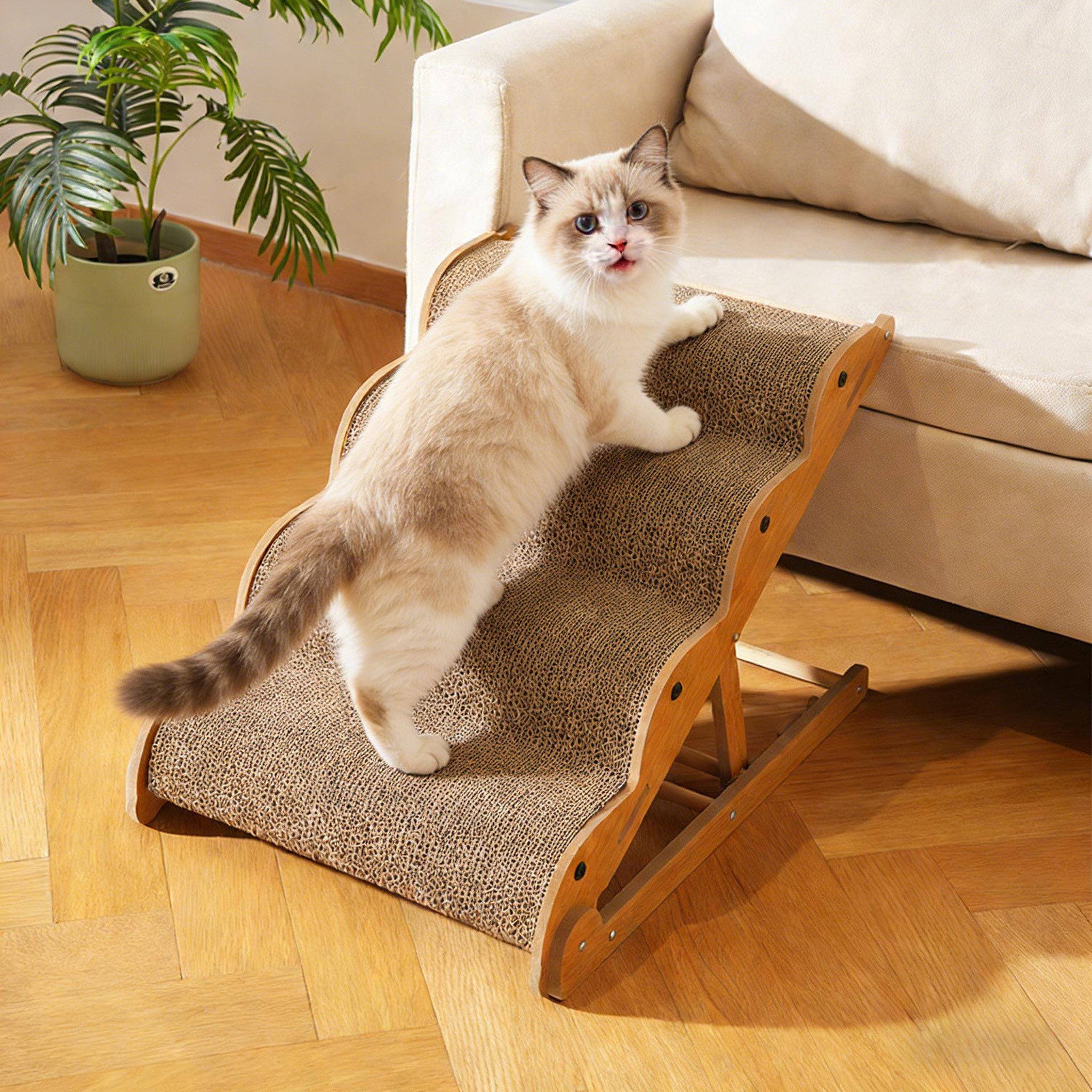 猫爬梯猫抓板一体宠物楼梯狗爬梯上床台阶辅助梯耐抓不掉屑床边梯