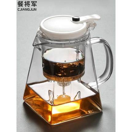 6B76飘逸杯泡茶壶 茶水分离单人一键过滤隔茶壶按压式飘逸壶玻璃