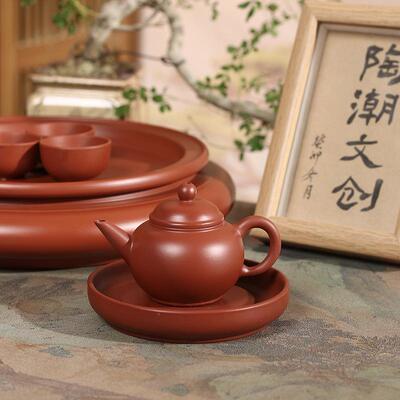 潮州手拉壶三杯全手工制作工夫小茶壶小号水平壶潮州朱泥壶冲茶罐