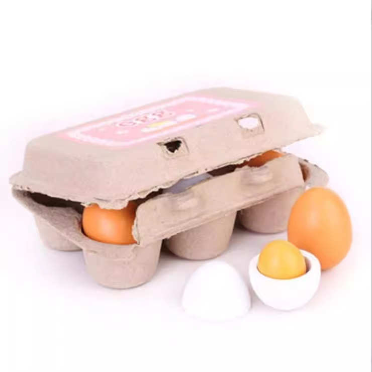 新款野草莓玩具鸡蛋鸭蛋组6只盒装儿童过家家木制玩具egg