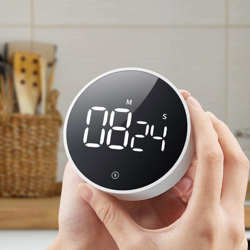 旋转计时器大屏LED倒计时定时器学生提醒闹钟厨房烘焙时间管理器