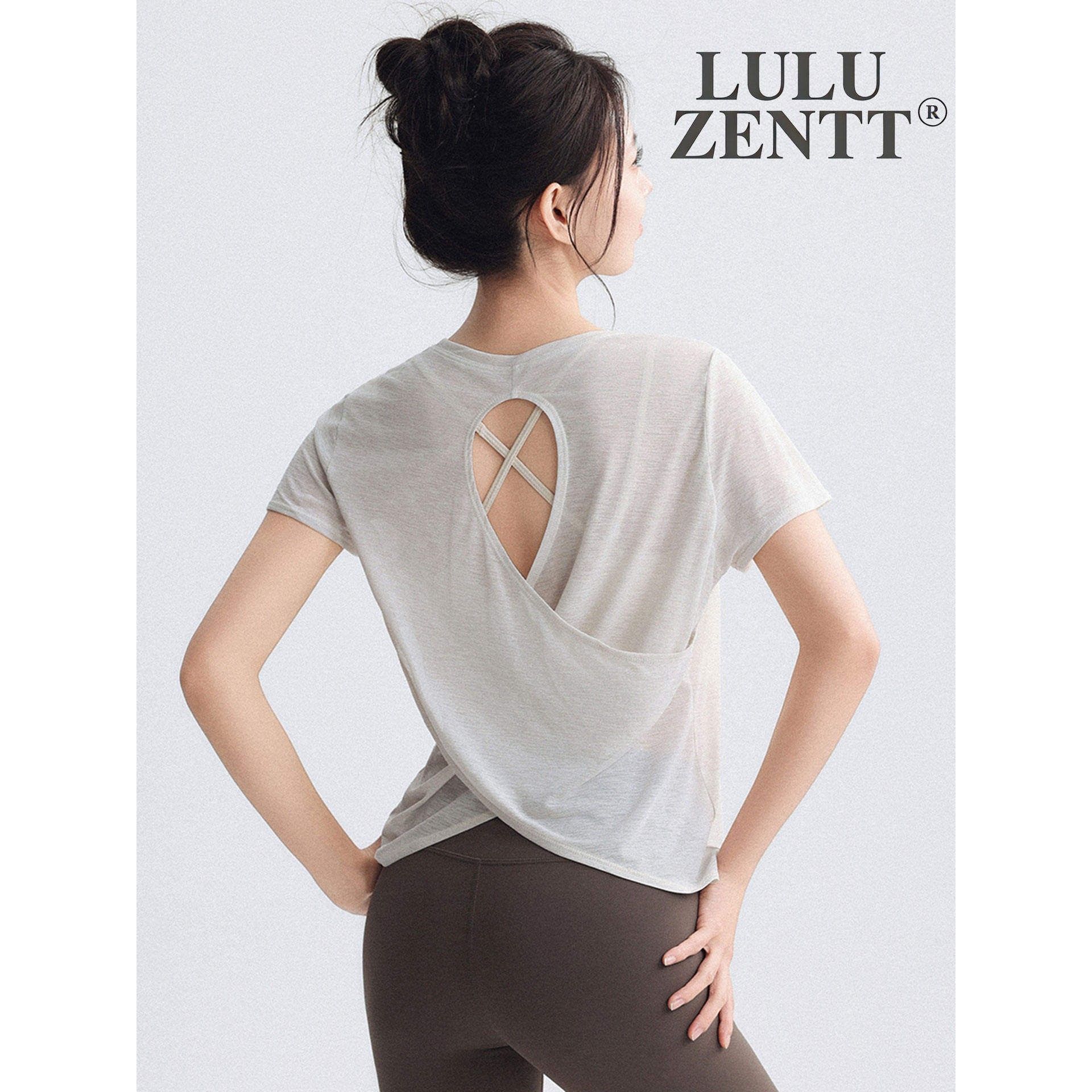 lulu zentt 露背瑜伽服罩衫女普拉提健身短袖训练服运动套装上衣