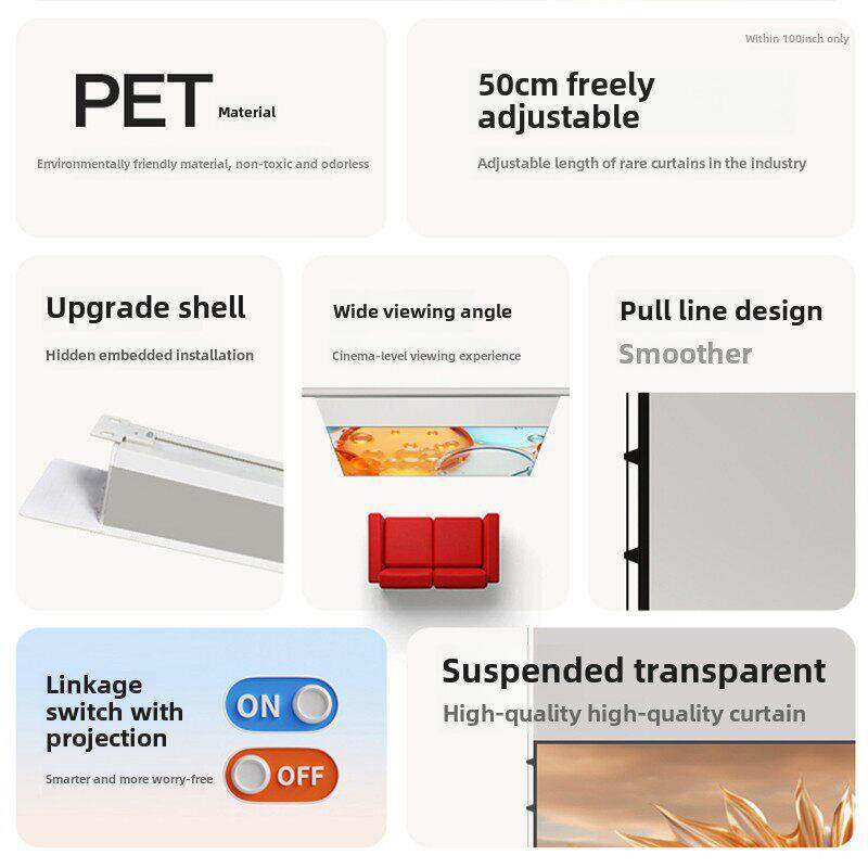 【免费勘测】鲸米投影幕布嵌入式光子幕布悬浮版电动升降天花幕布100英寸120英寸家用幕布智能联动投影隐藏幕