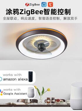 现代简约家用隐形客厅餐厅风扇灯亚克力led吸顶风扇灯智能电风扇