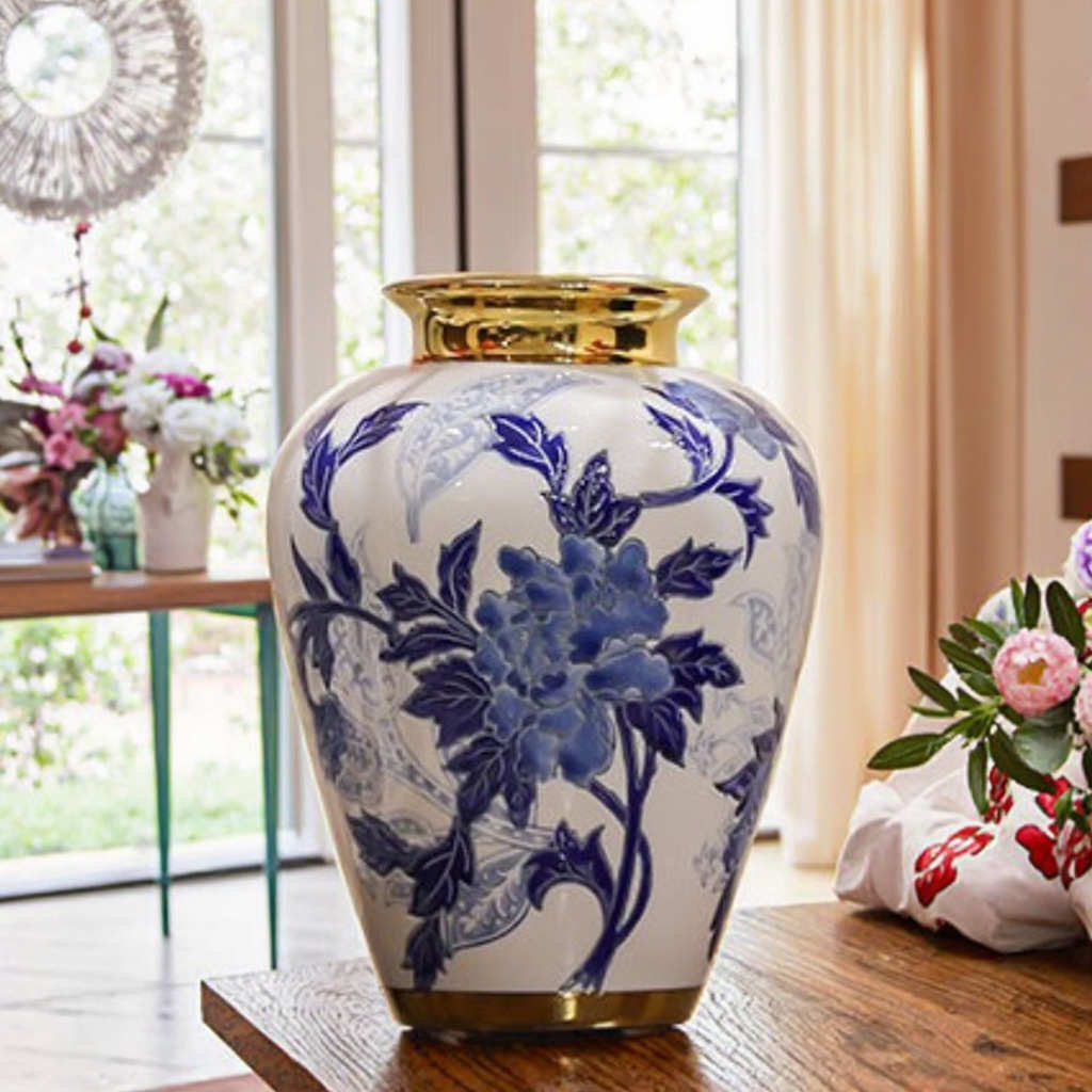 玄关景德镇青花瓷花瓶花盆插花摆件高级感源头工厂支持定制批发