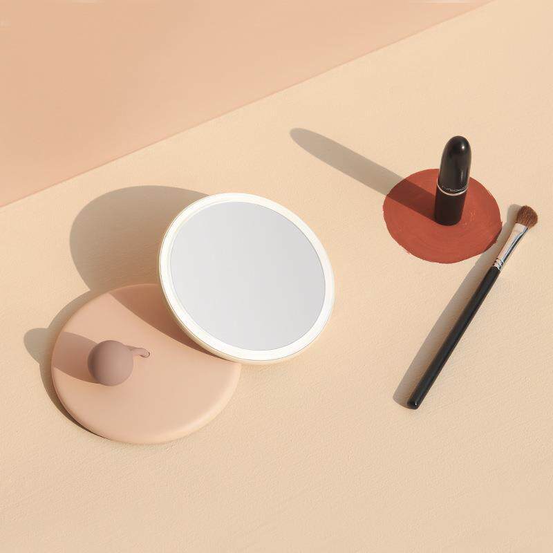 网红手持化妆镜便携随身补妆小镜子女生小巧充电补光梳化妆镜