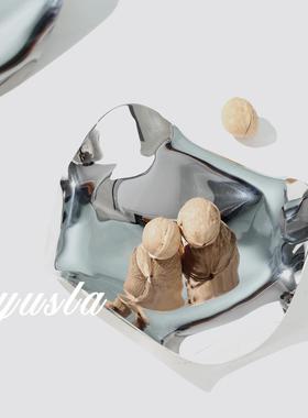 简约奢干果茶托盘摆件餐厅几水果盘样板房酒店别墅摆轻件OYL软饰