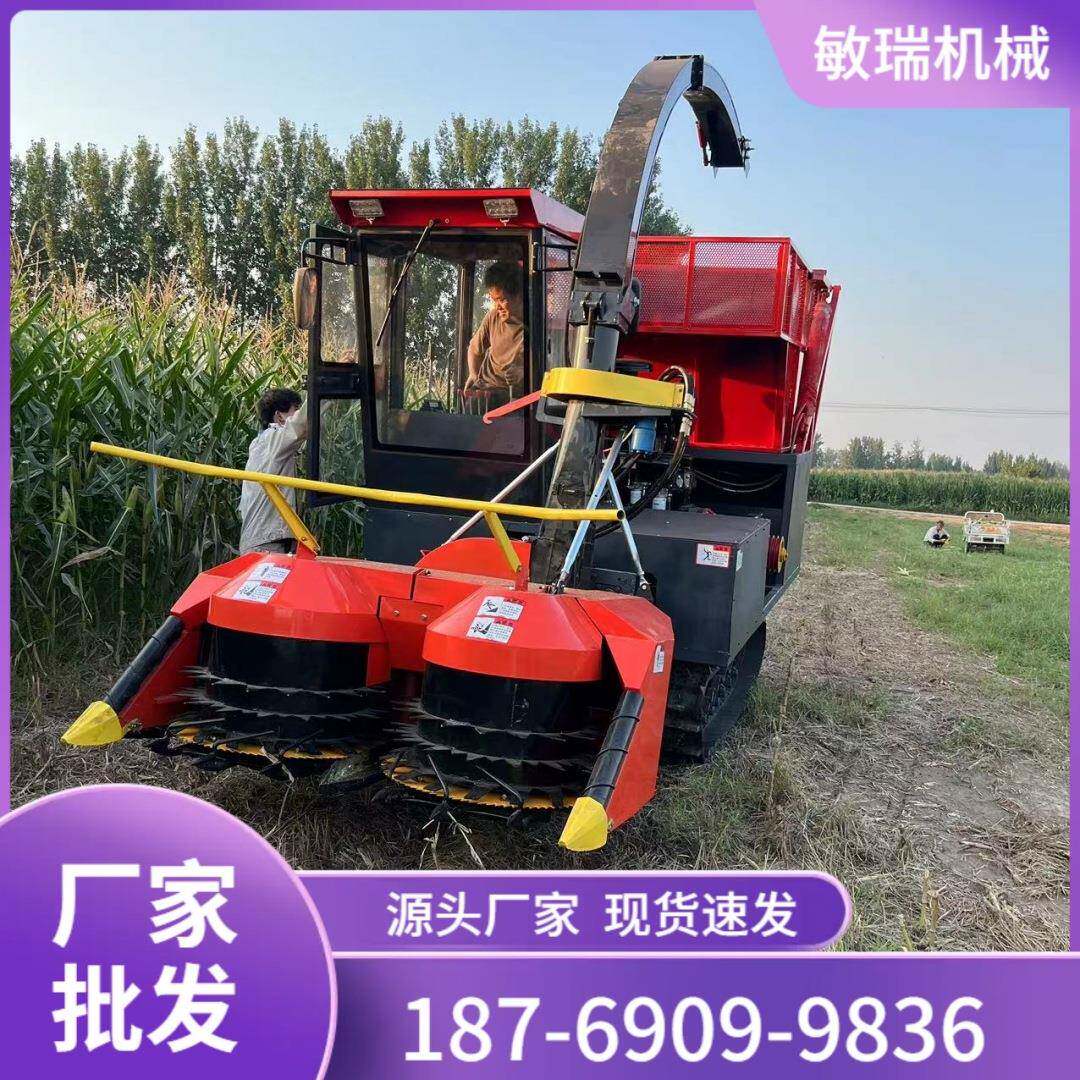 全自动履带圆盘秸秆收割青储机牧草粉粹收割一体收获机