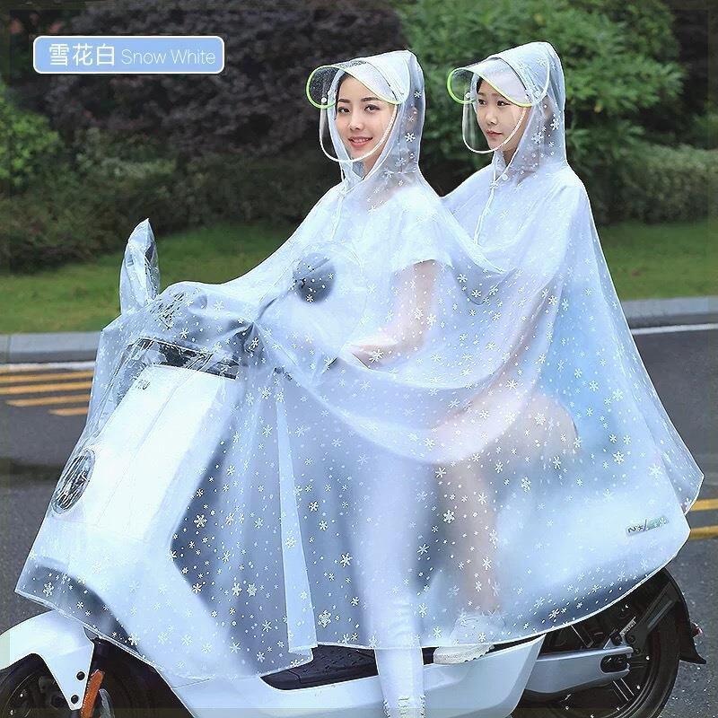 电动机车雨衣双人男女骑行电动车2人透明母子专用新款防暴雨披