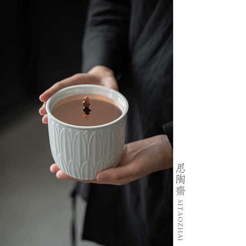 莲花建水茶洗中式刻绘功夫茶具配件水盂笔洗陶瓷过滤茶渣缸废水缸