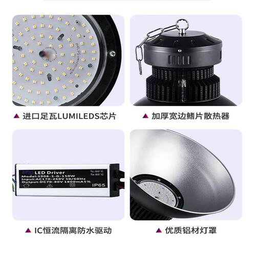 鳍片led工矿灯厂房吊灯工厂车间工业照明150w200W仓库高顶天棚灯
