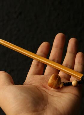 精品纯手工精磨天然实心玉竹枝发簪古方现代竹雕竹制发叉高级发夹