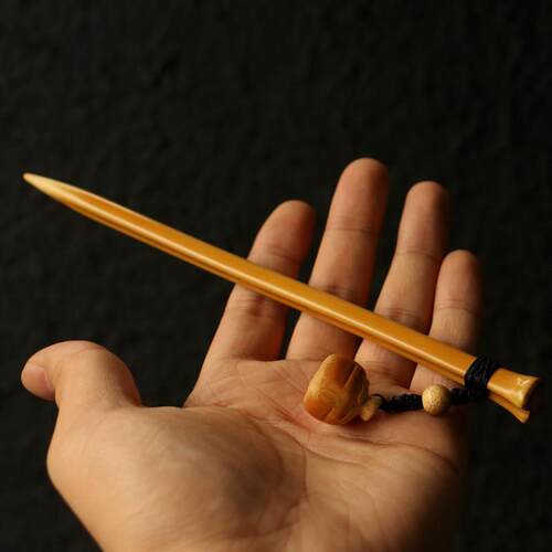 精品纯手工精磨天然实心玉竹枝发簪古方现代竹雕竹制发叉高级发夹