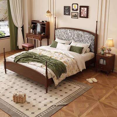 实木床古风1.8米双人床主卧古风1家复具轻奢.5303#米单人床实中木