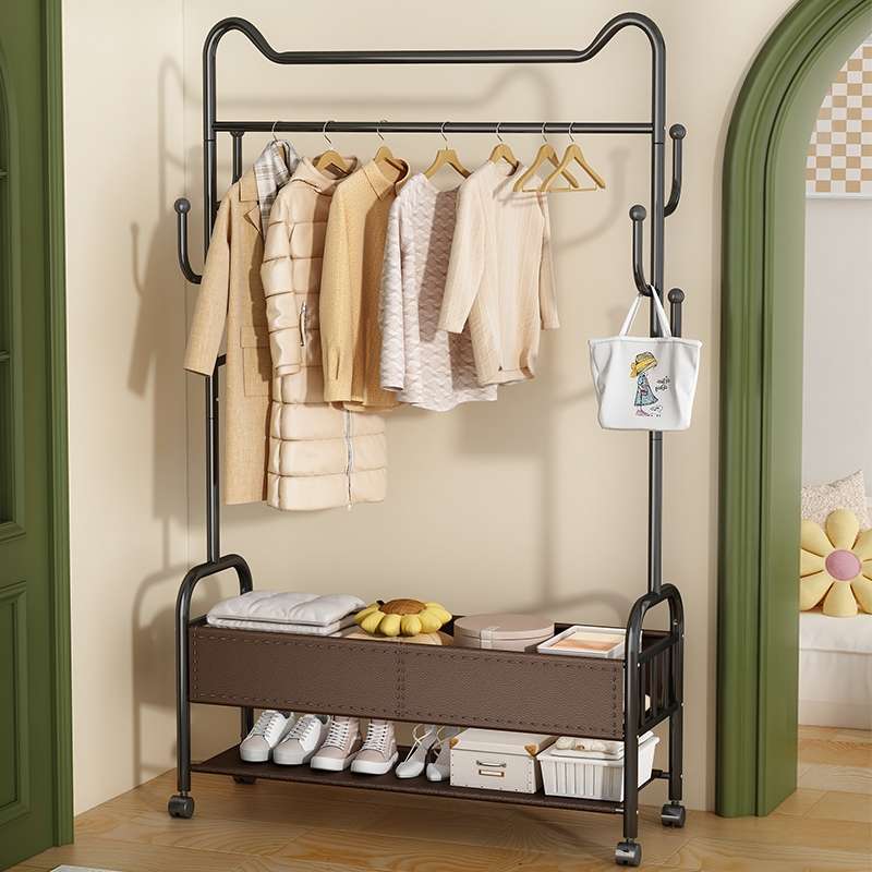 晾衣架落地卧室可移动简易衣帽架室内房间挂衣架子家用衣服收纳架