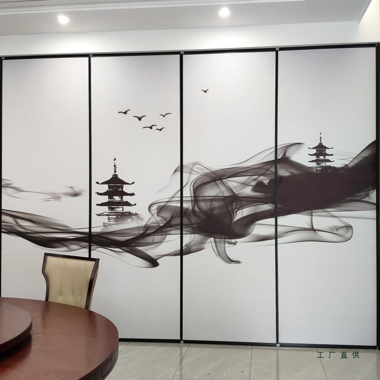 店活动隔断墙饭店酒包间宴会移厅会议室动隔音风展985览馆吊轨展