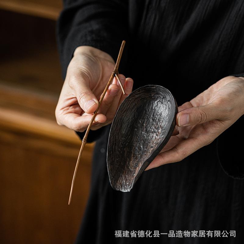 紫光檀茶则茶拨两件套手作实木茶荷赏茶器茶勺六君子茶道配件