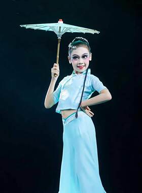 诗雨江南舞蹈服中国风独舞舞蹈小伞诗雨江南古典舞演出服道具小伞