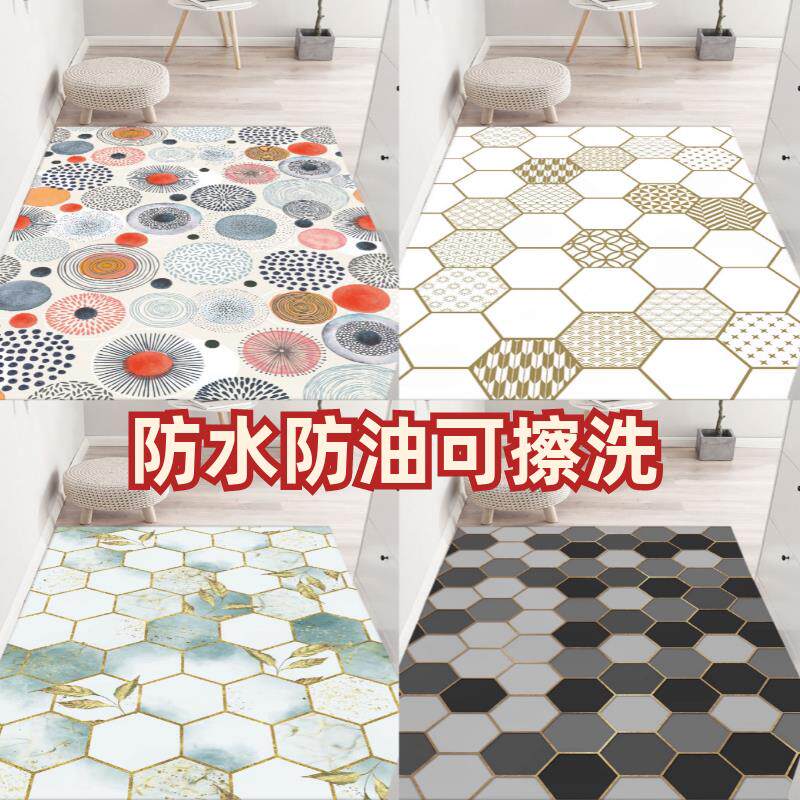 入户门口进门垫皮革地垫可擦洗免洗PVC防水防油防滑厨房脚垫六边