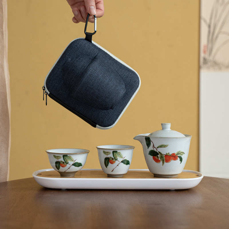 旅行陶瓷月白客两杯功夫杯茶壶茶具汝窑开片家用茶道快一壶