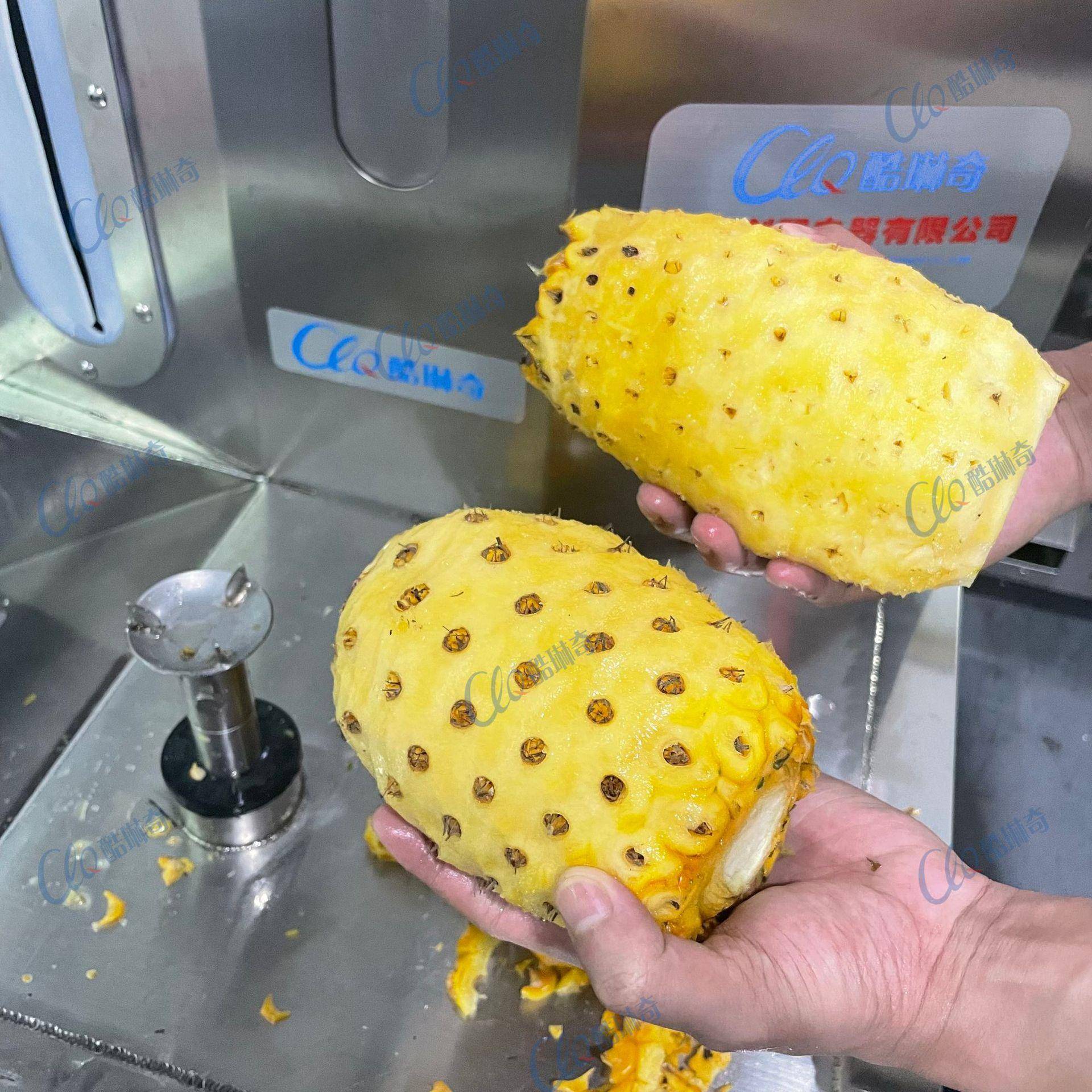 台湾凤梨削皮机器菠萝水果削皮机搭配圆刀全自动气压瓜果去皮机图片