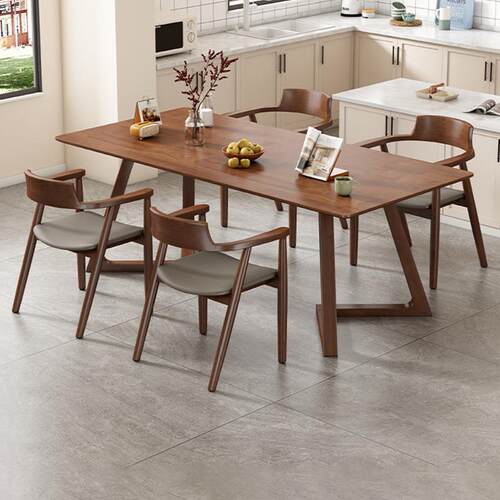 北欧全实木餐桌椅家用小户型现代简约办公洽谈桌饭厅长方形饭桌子