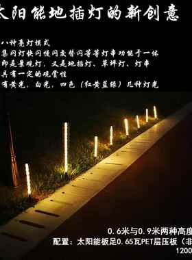 太阳能灯户外景观庭院装饰灯饰条草坪花园公园观赏闪灯灯串地插灯