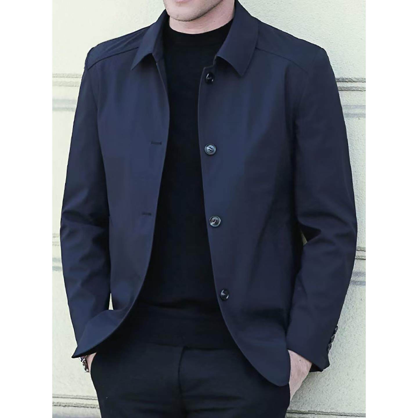 高端2026新款夹克男中年商务休闲翻领男装外套春秋加棉茄克衫高端