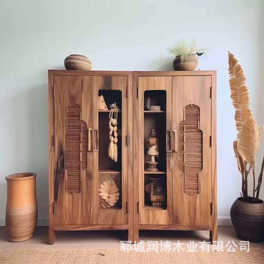 老榆木边柜家用靠墙矮柜装饰收纳柜家用玄关柜创意展示柜