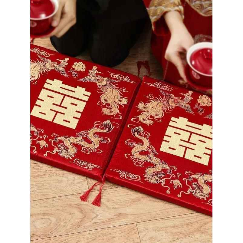 结婚跪垫喜字婚礼专用坐福垫一对敬酒敬茶跪拜红色喜垫拜天地坐垫