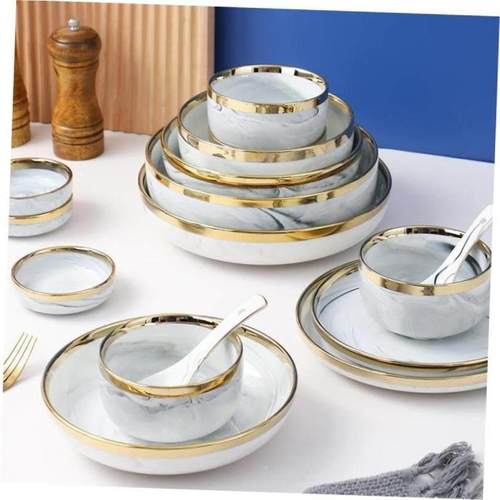 Marble Dinner Plate Set Ceramic Kitchen Plate Tableware Set1