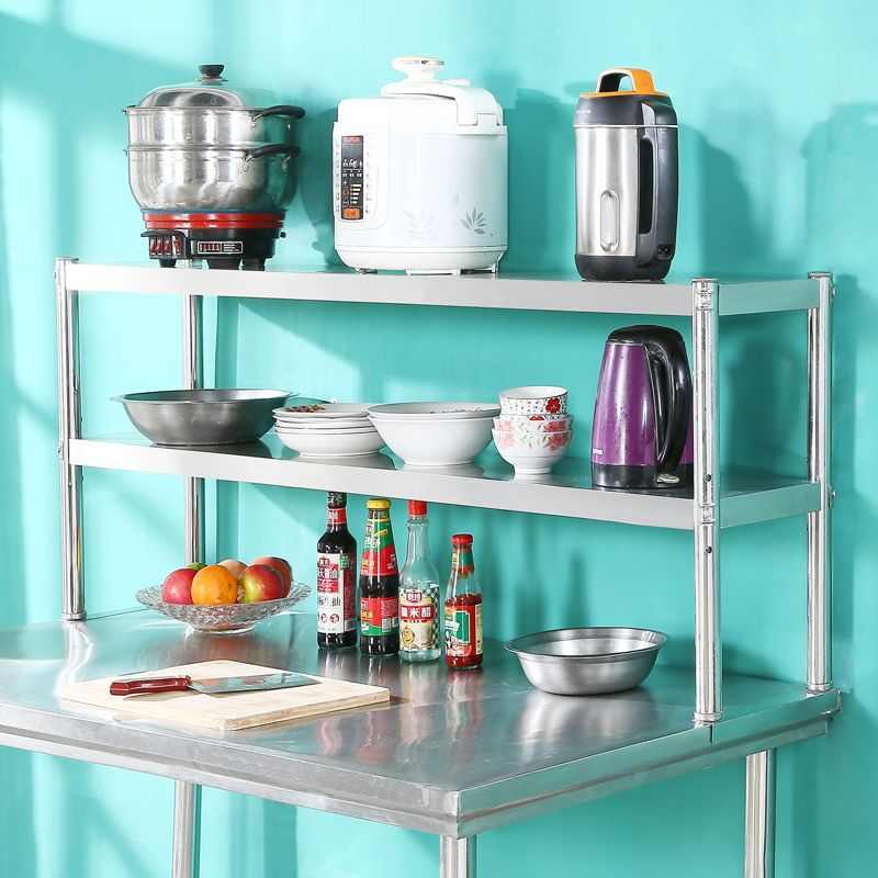 不锈钢立架工作台架子奶茶店台上架操作台置物架厨房平冷柜台面架