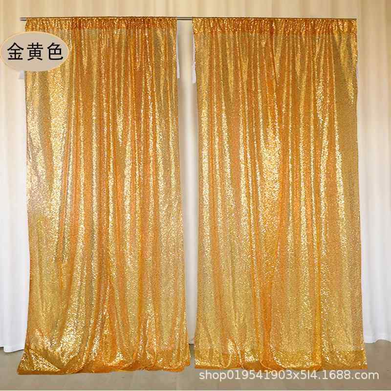 穿杆亮片幕布欧美聚会背景布加绑带酒店婚庆宴会现场背景窗帘装饰