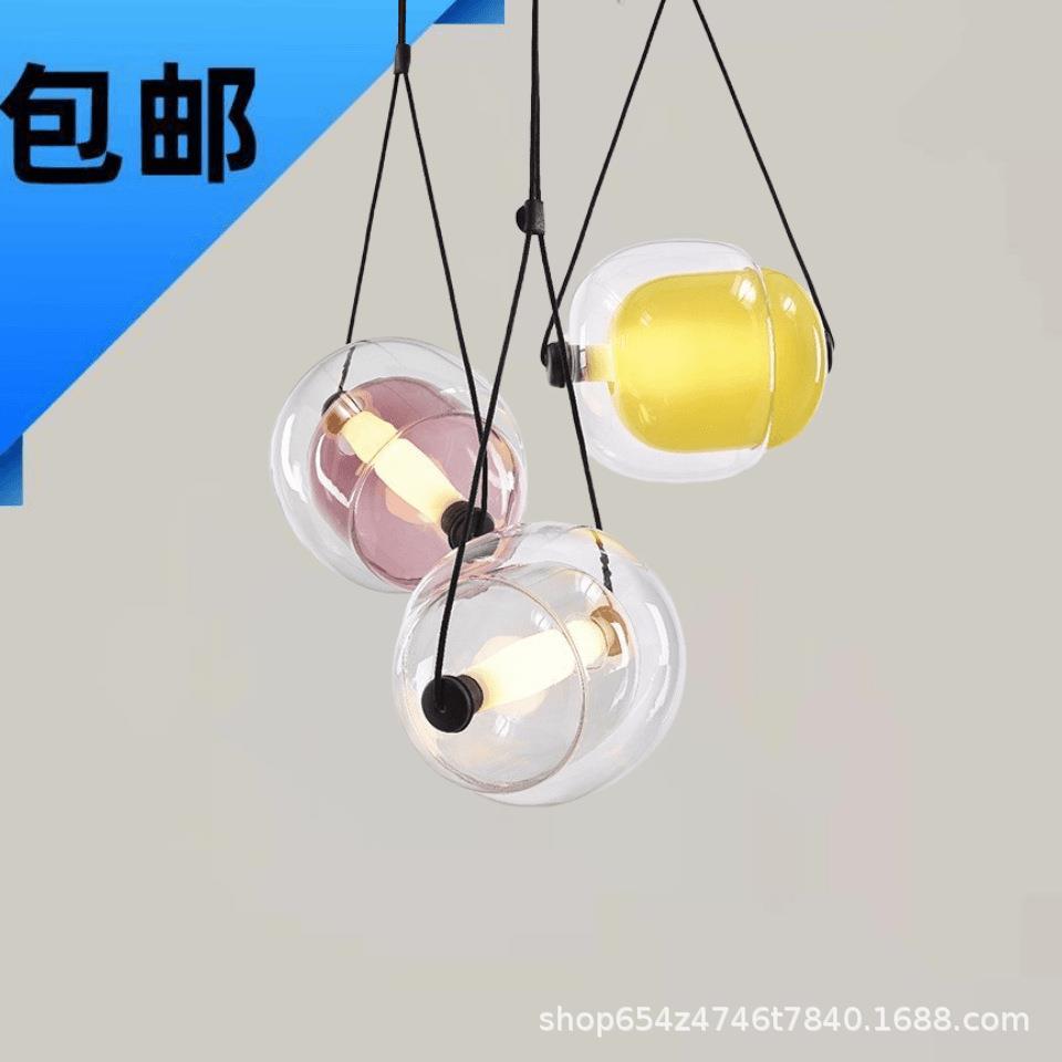 后现代简约客厅餐厅卧室床头轻奢彩色玻璃装饰灯设计师样板间吊灯