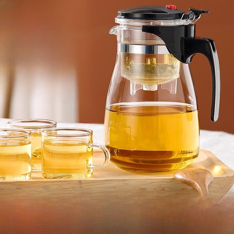 日春加厚耐热玻璃雅杯茶壶耐高温一键式过滤茶水分离家用茶具