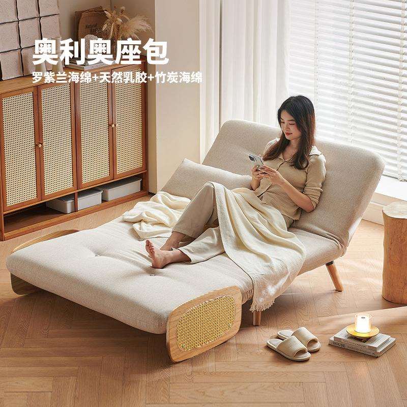 桐语特功SFY013沙小户型客厅现代简可折叠睡可躺多能可原木风藤编