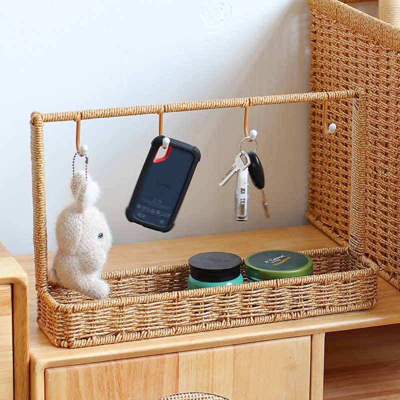 入户门原木挂钩风格架玄关织仿钥匙藤编鞋柜物收纳放架带架置收纳