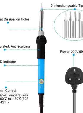 进口1v1060w电烙铁内热式可铁调焊头电烙铁套烙工套装具包焊接烙