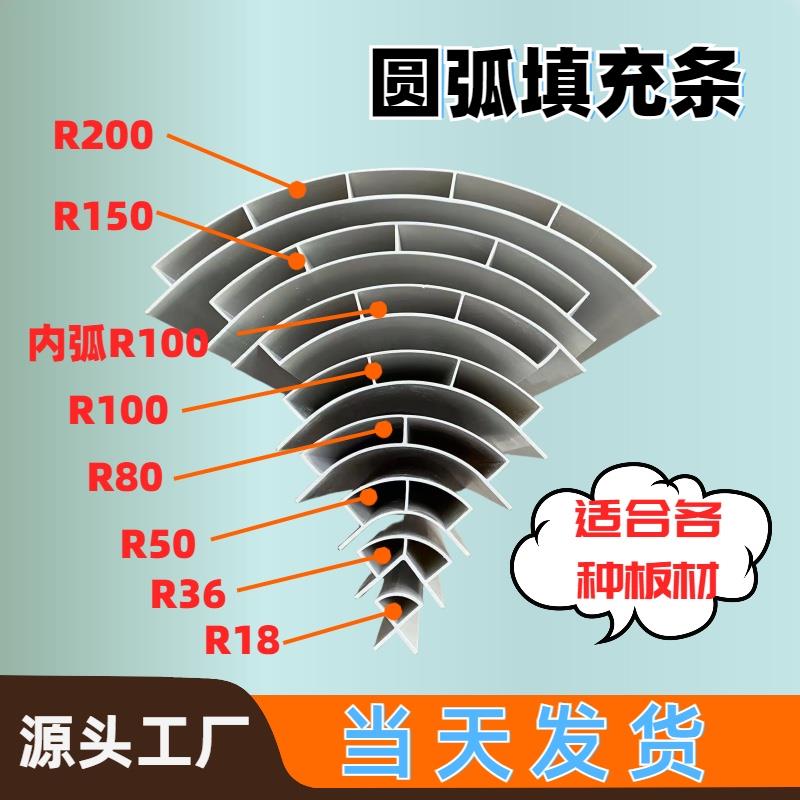 圆弧填充条四分之一圆弧内衬条全屋定制免漆圆弧内衬模塑胶木线图片