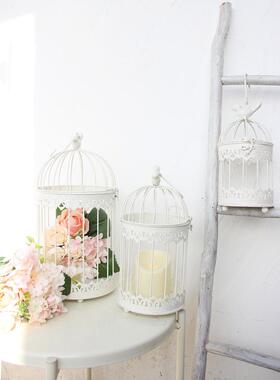 摆件套三铁艺鸟笼多肉花盆可放花盆可挂挂式摩洛哥风格烛台饰品装