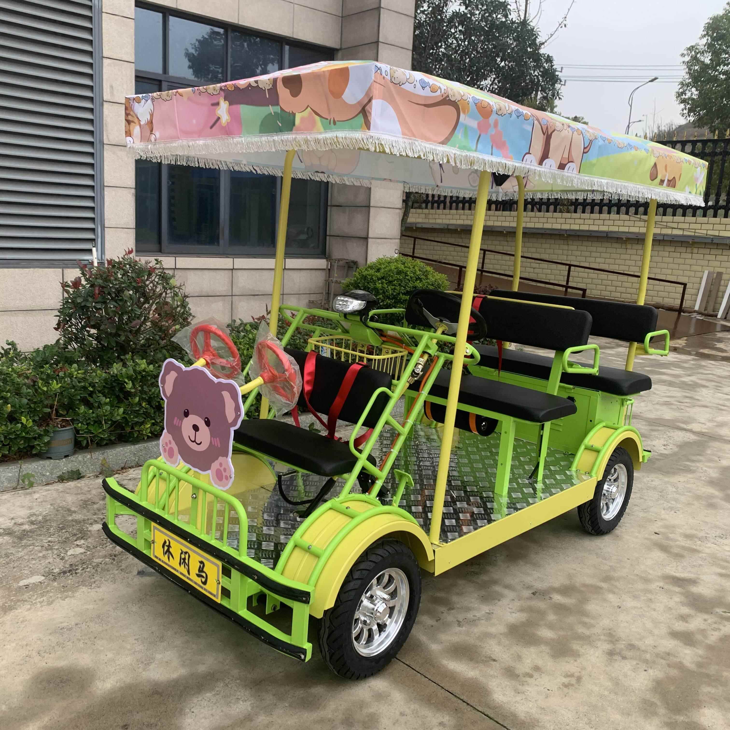 休闲马新款电动观光车旅游风景区出租专用非脚踏双人四人自行车
