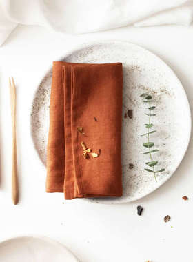 100%亚麻餐巾西餐巾餐垫纯色定制口杯布32X44CM长方形45X45CM茶巾