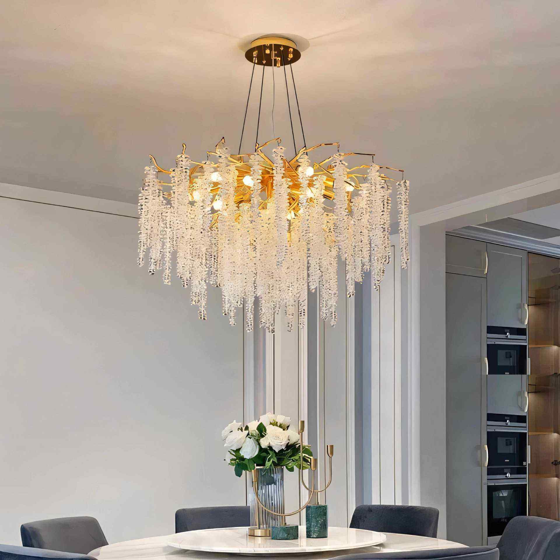 枝52吊灯法厅灯式轻客奢餐厅卧室吊顶灯树枝八角珠流苏水晶形吊灯