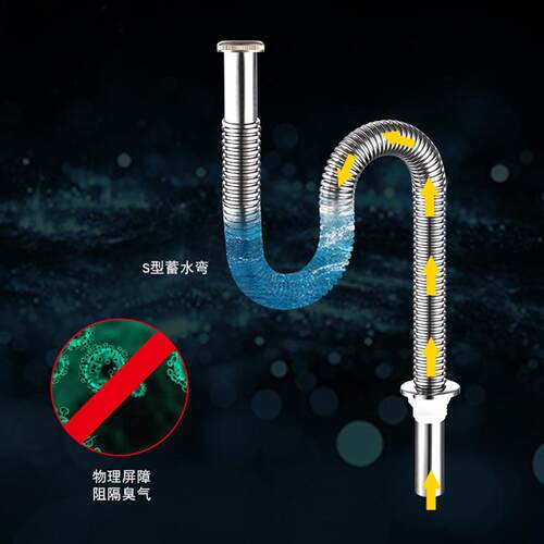新款直销304不锈钢波纹脸盆下水管 P弯S弯面盆下水管弯曲定型