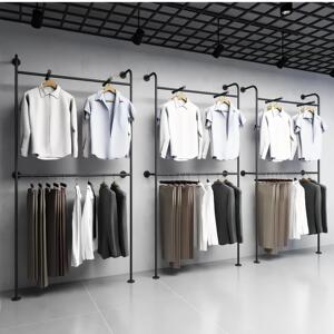 男装店货架服装展示架上墙壁挂衣服架子多双层落地式组合落地式