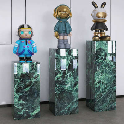 优选岩板立柱子大理石摆件底座展示摆台暴力熊装饰品花架子客厅落