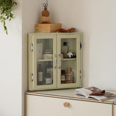 Unicafurn日式覆古金属三角柜墙角收纳柜卧室桌面ins玻璃展示柜