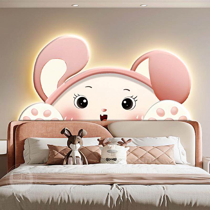现代简床头装饰画LED灯暖光高雕品质约精无框UV黄木板HH901913LED
