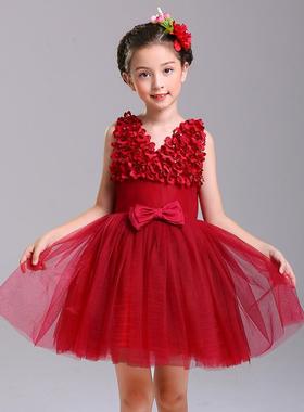 新款元童旦童演出服装女主裙男西装演讲比赛主公持人礼服红色表演